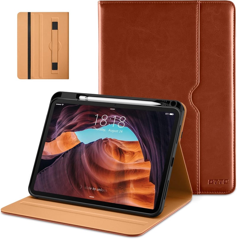 DTTO for iPad (A16) 11th Generation Case 11 Inch 2025, iPad 10th Generation Case 10.9 Inch 2022, Premium Leather Business Folio Stand Cover with Pencil Holder - Auto Wake/Sleep, Brown - Image 1